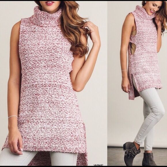 Umgee Mauve Sleeveless Sweater Size Medium NWT - Picture 3 of 10